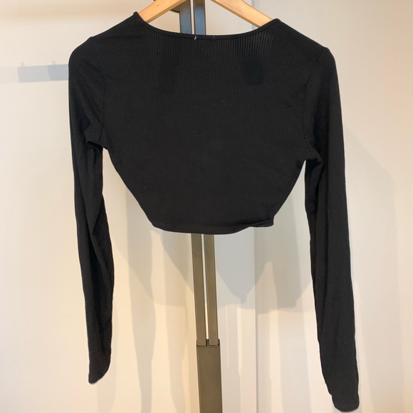 Garage Natalia Long Sleeve Wrap Top, Black, Size S - Picture 5 of 7